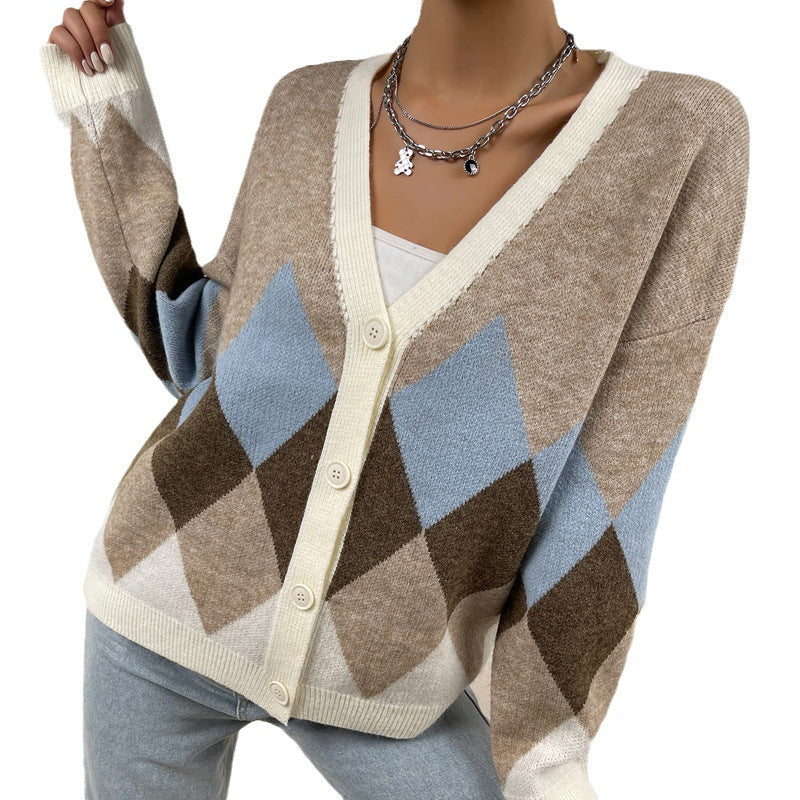 Dames gilet en tricot élégant avec des motifs en losanges attrayants Chic und Stil