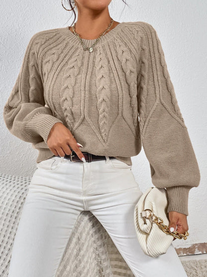Pull en tricot pour femmes avec motif en torsades et manches larges Chic und Stil