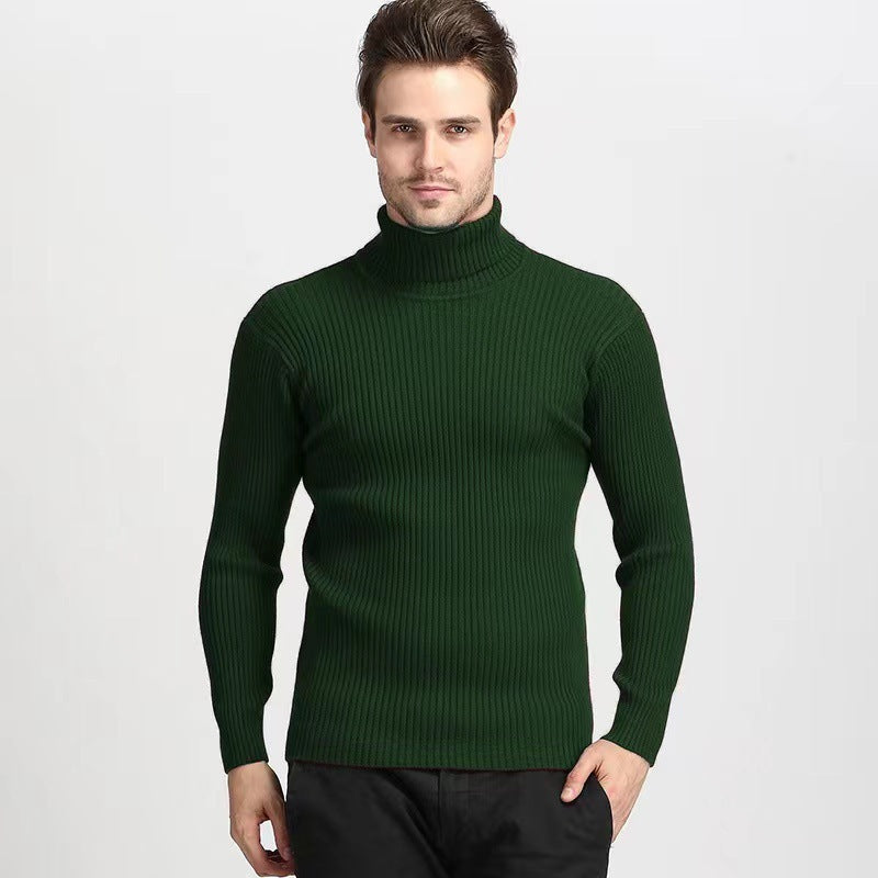 Pull à col roulé pour hommes en fine maille côtelée Chic und Stil