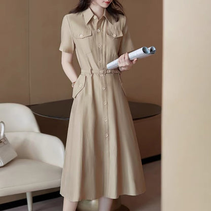 Robe chemise utilitaire à manches courtes pour femmes Chic und Stil