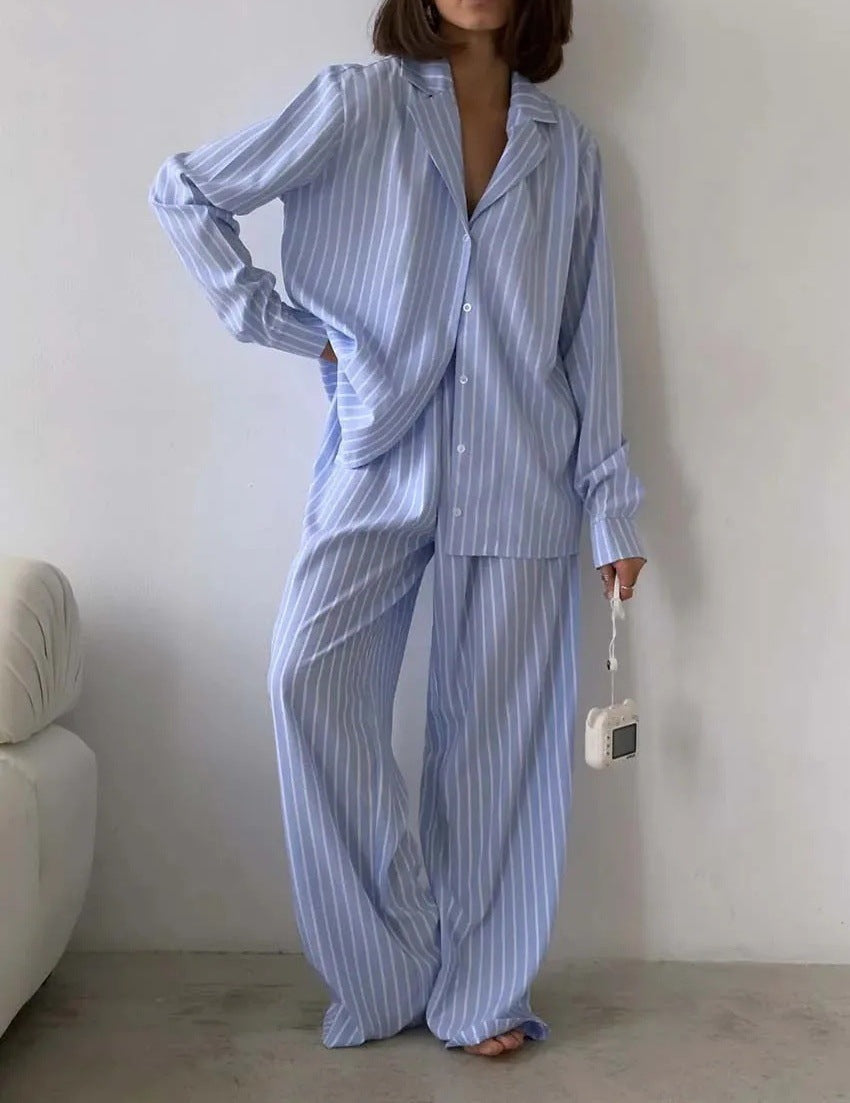 Dames Ensemble de Pyjama Rayé Luxueux Chic und Stil