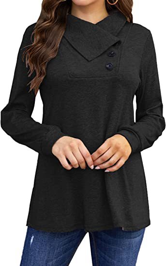 Dames Élégante Cardigan avec col asymétrique et détails de bouton Chic und Stil