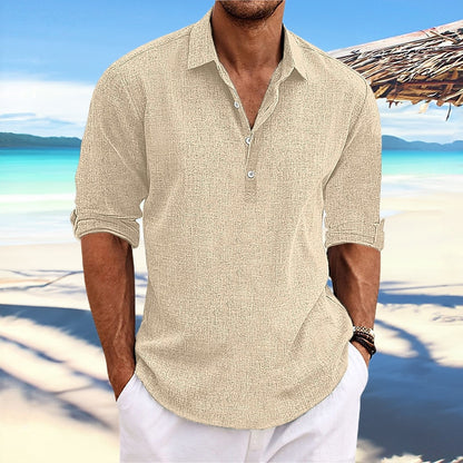 Chemise en lin léger pour hommes à manches mi-longues Chic und Stil