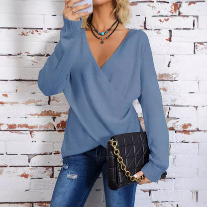 Pull-over féminin à enrouler avec décolleté en V plongeant et coupe décontractée Chic und Stil