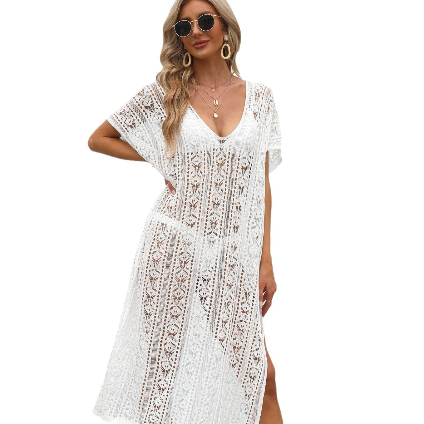 Dames Bohemian Crochet Robe de Plage Chic und Stil