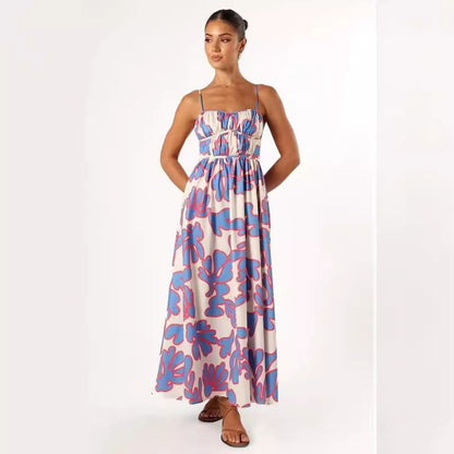 Dames Robe Maxi Florale Fluide Chic und Stil