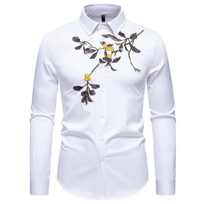 Chemise à manches longues élégante brodée pour hommes Chic und Stil