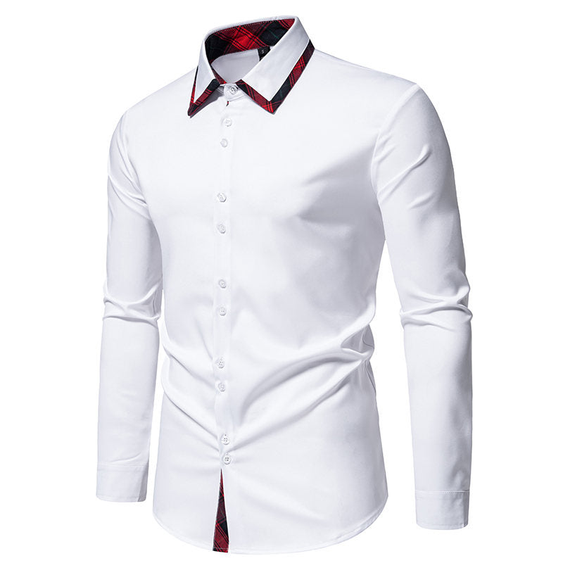Chemise élégante à manches longues pour hommes avec détails de col à carreaux Chic und Stil