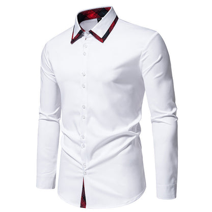 Chemise élégante à manches longues pour hommes avec détails de col à carreaux Chic und Stil