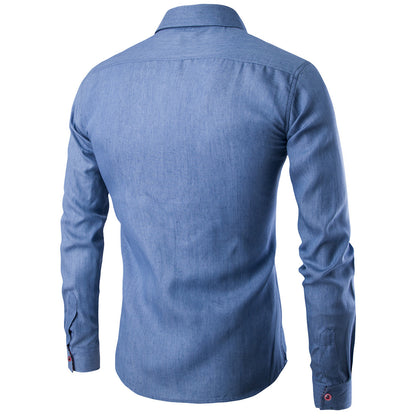 Chemise en denim moderne pour hommes avec col élégant et poche poitrine pratique Chic und Stil
