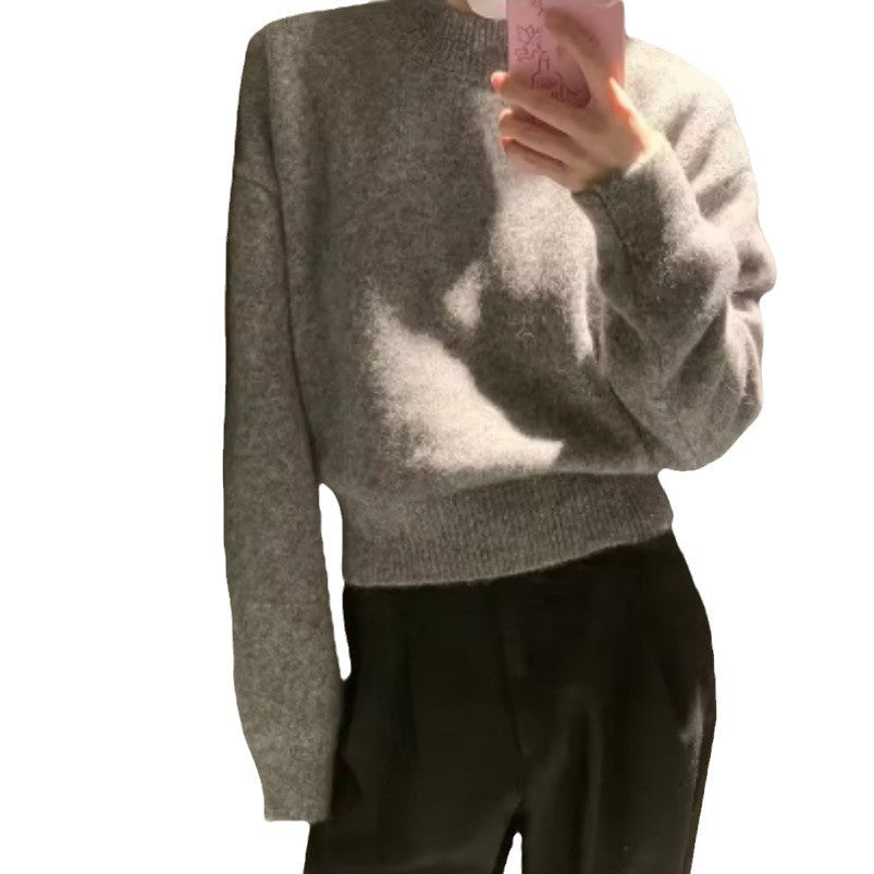 Pull à tricoter décontracté pour femmes avec col rond et matériau doux Chic und Stil