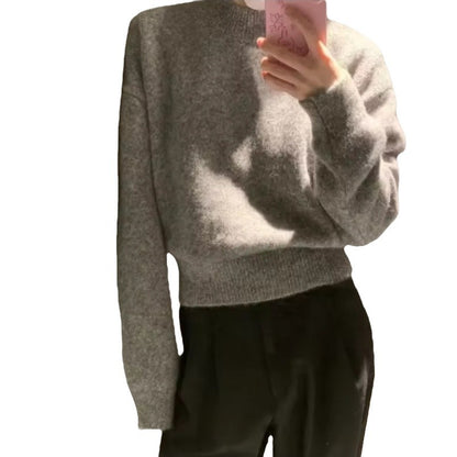 Pull à tricoter décontracté pour femmes avec col rond et matériau doux Chic und Stil