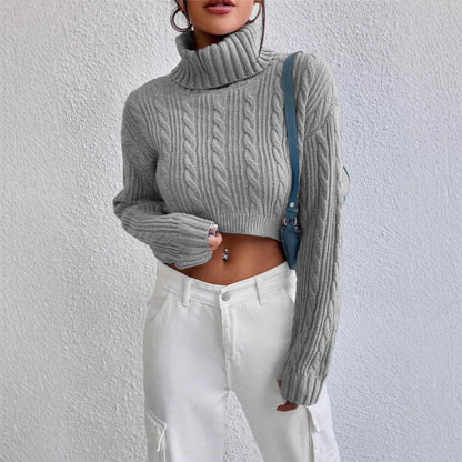 Pull en grosse maille pour femmes avec col haut Chic und Stil
