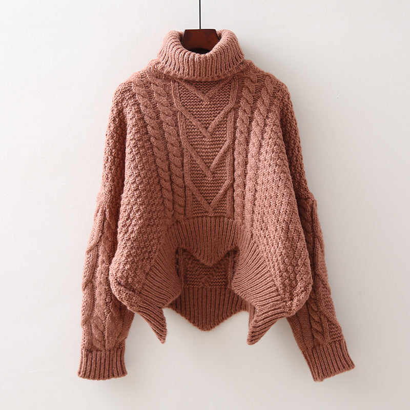 Dame Grand Pull avec Col Haut et Motif Tricot Chic und Stil