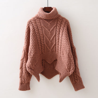 Dame Grand Pull avec Col Haut et Motif Tricot Chic und Stil