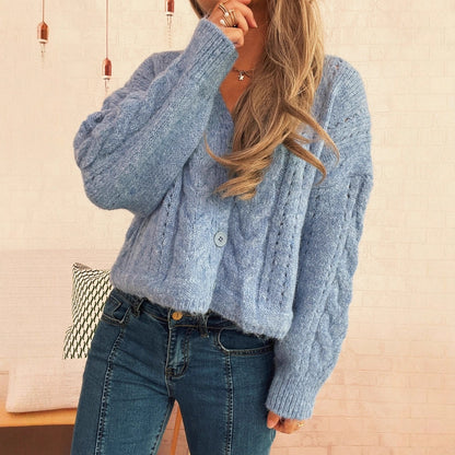 Dames gilet en tricot douillet avec motif en relief et décolleté en V Chic und Stil