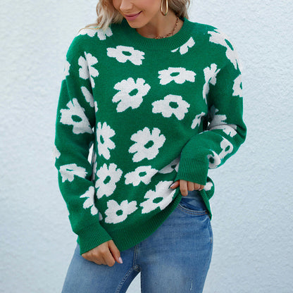 Pull en maille pour femmes avec motif floral et coupe décontractée Chic und Stil