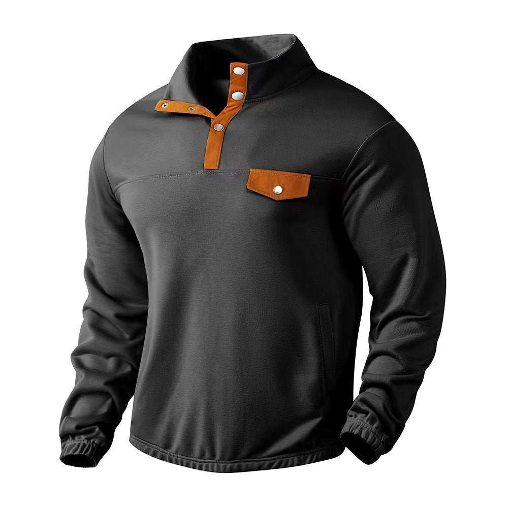 Men's fleece pullover with modern high collar and applied chest pocket Chic und Stil