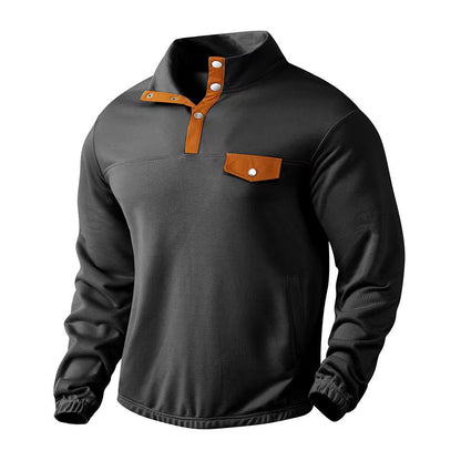 Men's fleece pullover with modern high collar and applied chest pocket Chic und Stil