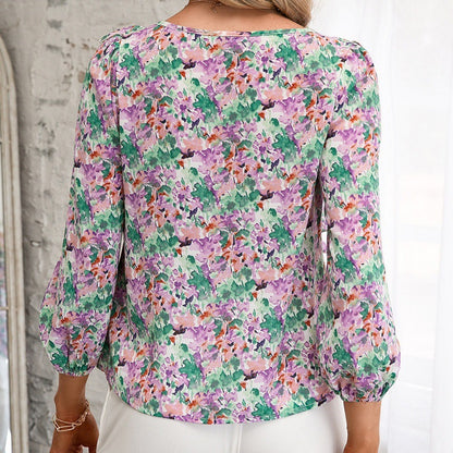 Chemisier femme avec volants et motif floral Chic und Stil