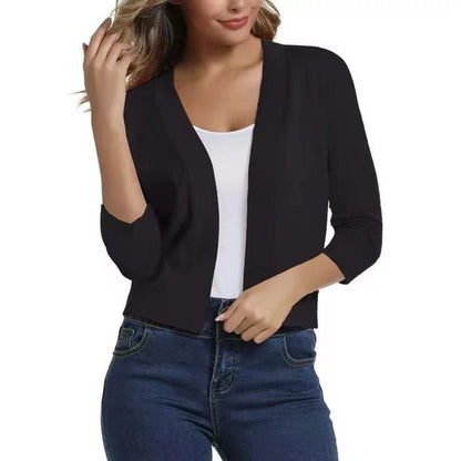 Dames cardigan décontracté avec devant ouvert et manches 3/4 Chic und Stil