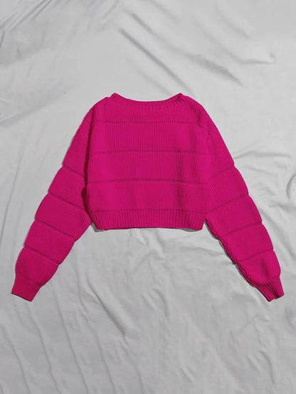 Dames pull-over en tricot tendance avec une texture en côtes et une coupe courte Chic und Stil