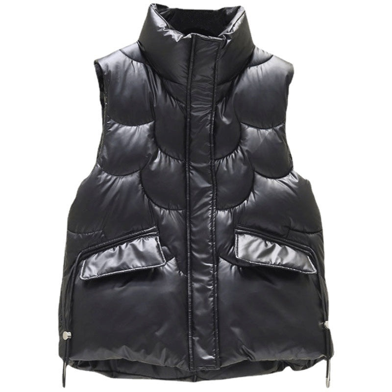 Dames Gilet matelassé avec col montant et poches zippées sur les côtés Chic und Stil