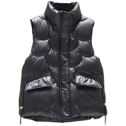 Dames Gilet matelassé avec col montant et poches zippées sur les côtés Chic und Stil