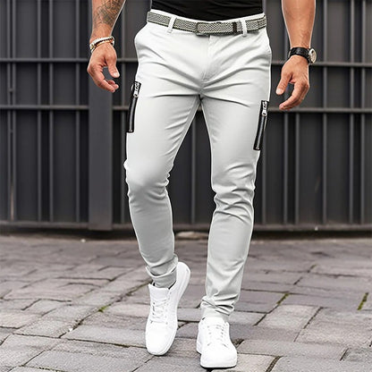 Trendy Slim-Fit Pants for Men with Zippered Pockets Chic and Style