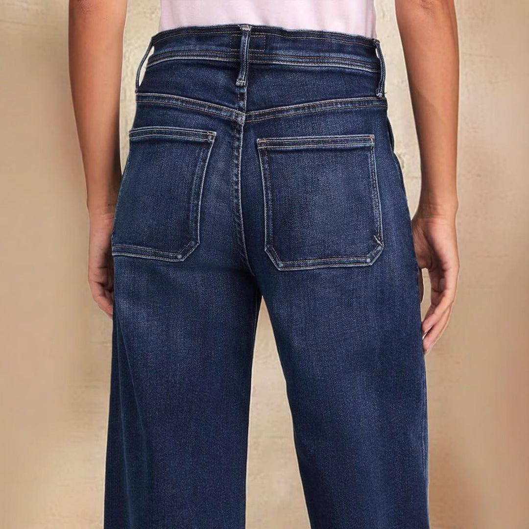 Loose high-waisted denim pants for women Chic und Stil