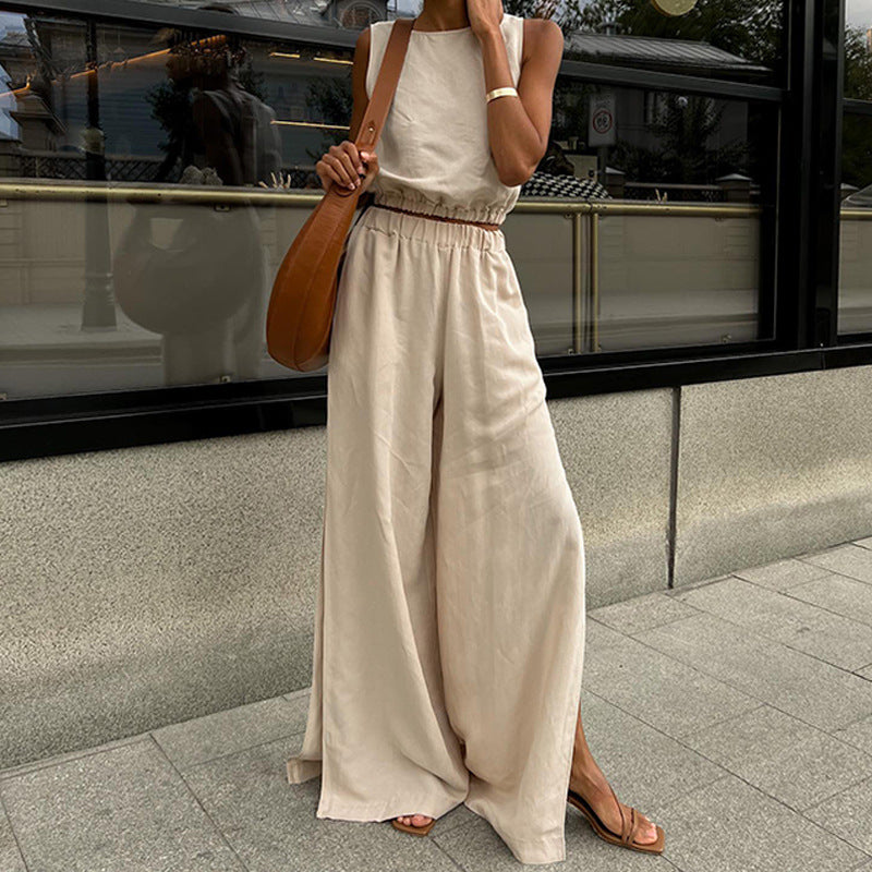 Dames élégante combinaison avec fentes latérales et coupe ample Chic und Stil