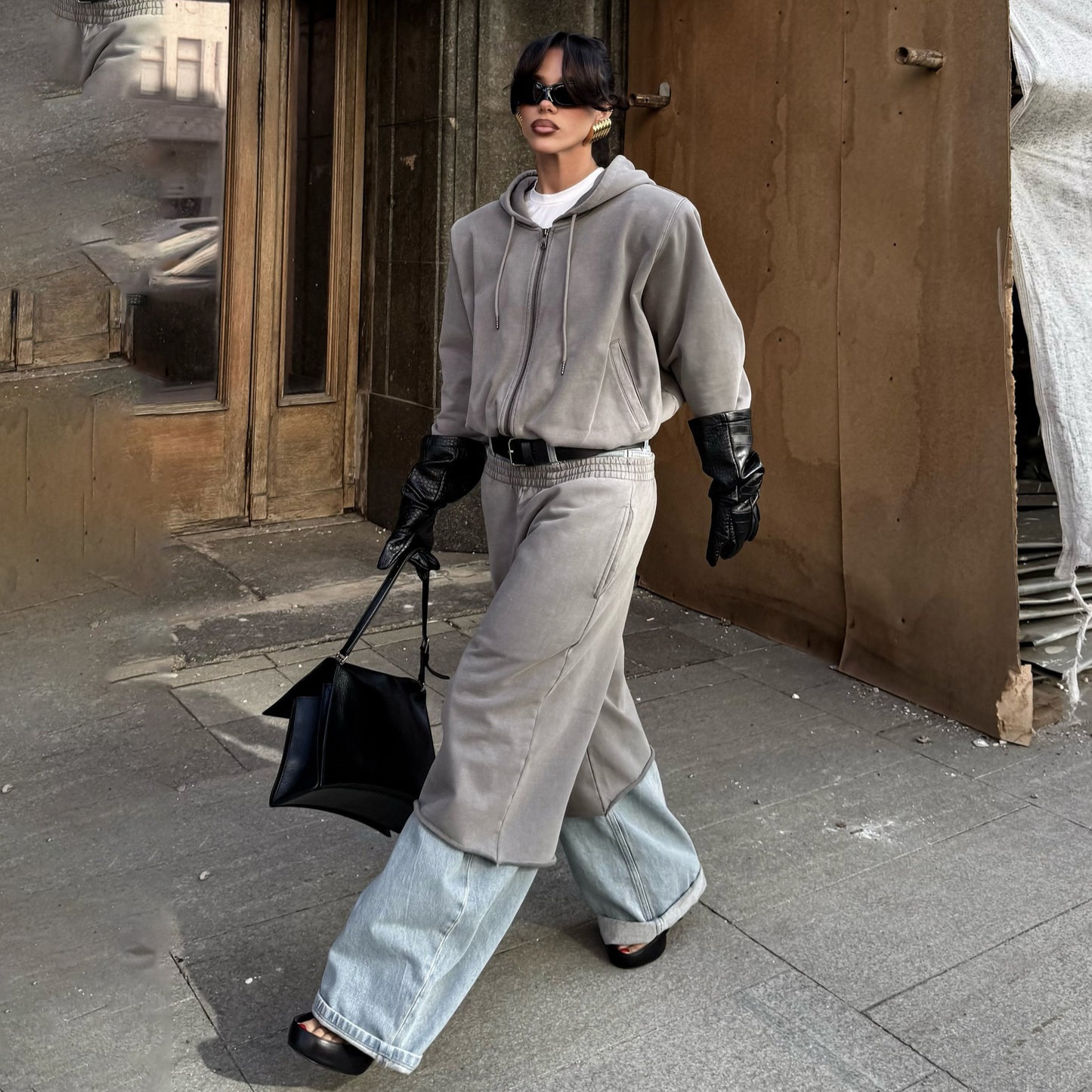 Dames décontracté tenue à capuche en tissu doux Chic und Stil