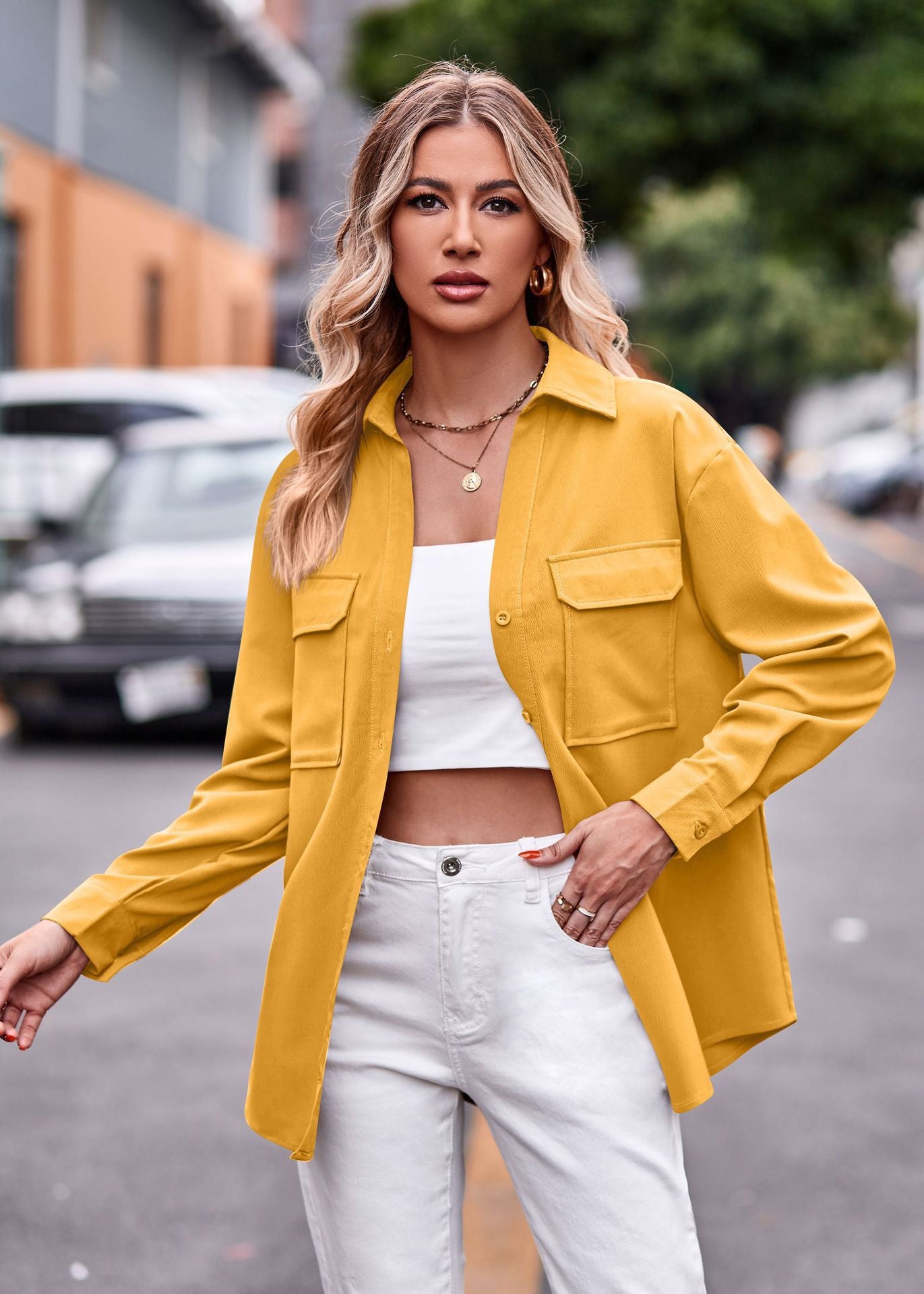 Chemise blouse décontractée pour femmes avec poches poitrine pratiques et coupe décontractée Chic und Stil