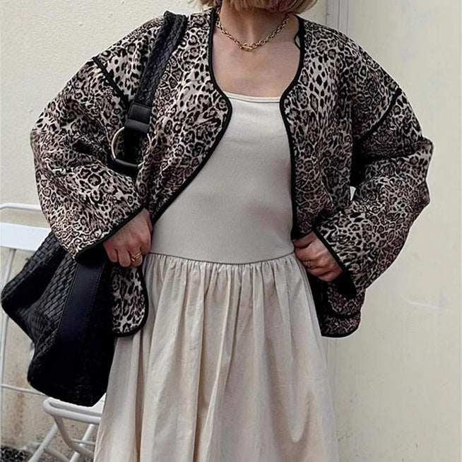 Dames doudoune avec imprimé léopard et poches pratiques Chic und Stil