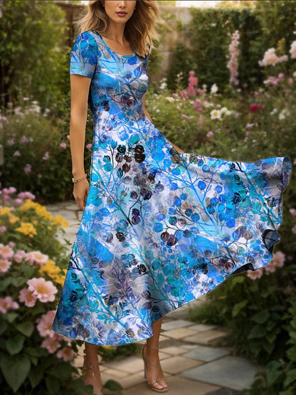 Robe maxi femme avec design floral artistique et coupe fluide Chic und Stil