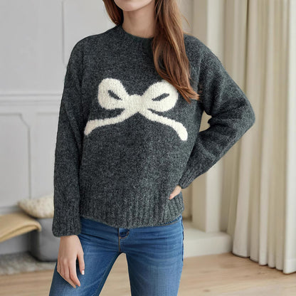 Pull confortable pour femmes avec motif de nœud ludique Chic und Stil
