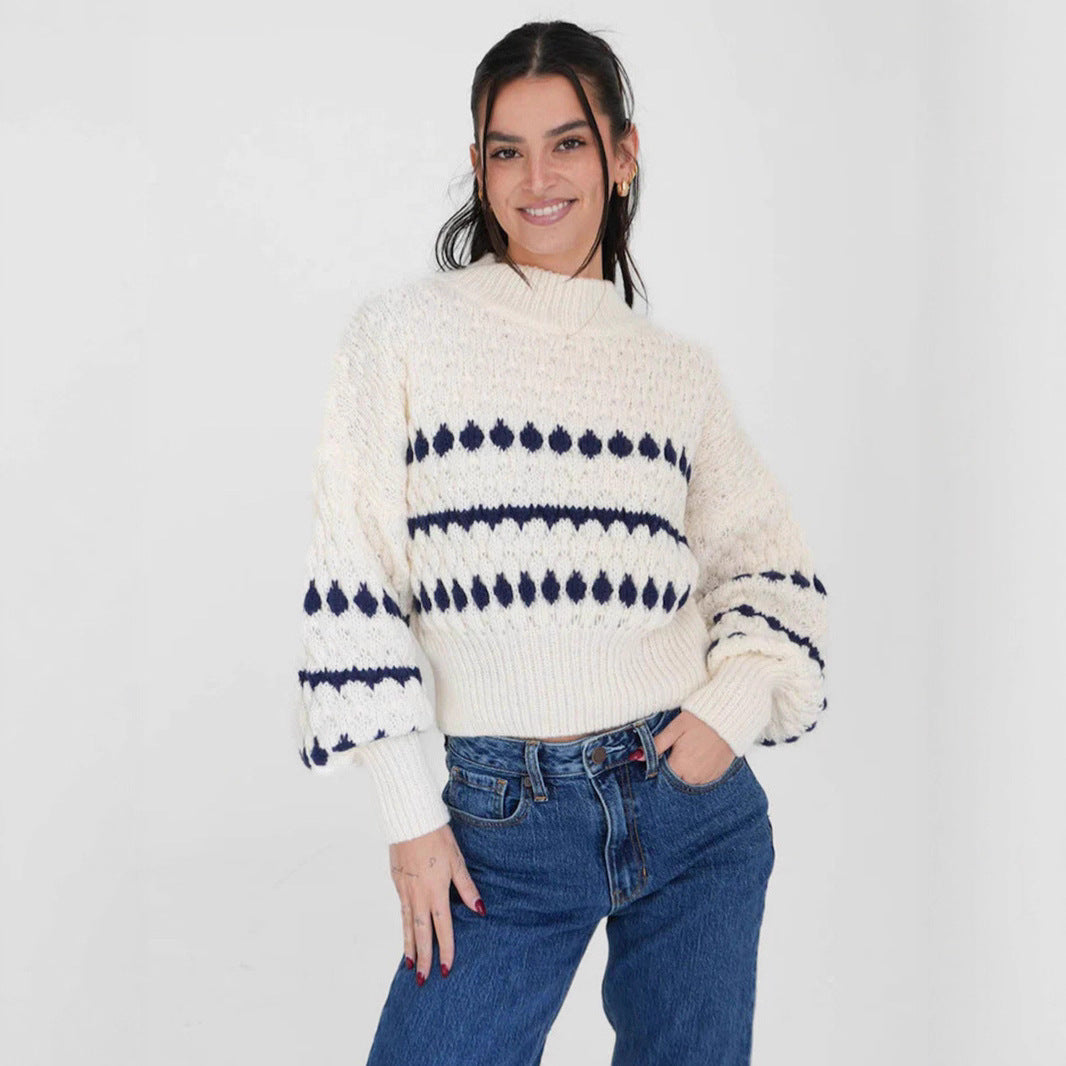 Pull en tricot pour femmes avec un motif de tresse moderne et des manches volumineuses Chic und Stil