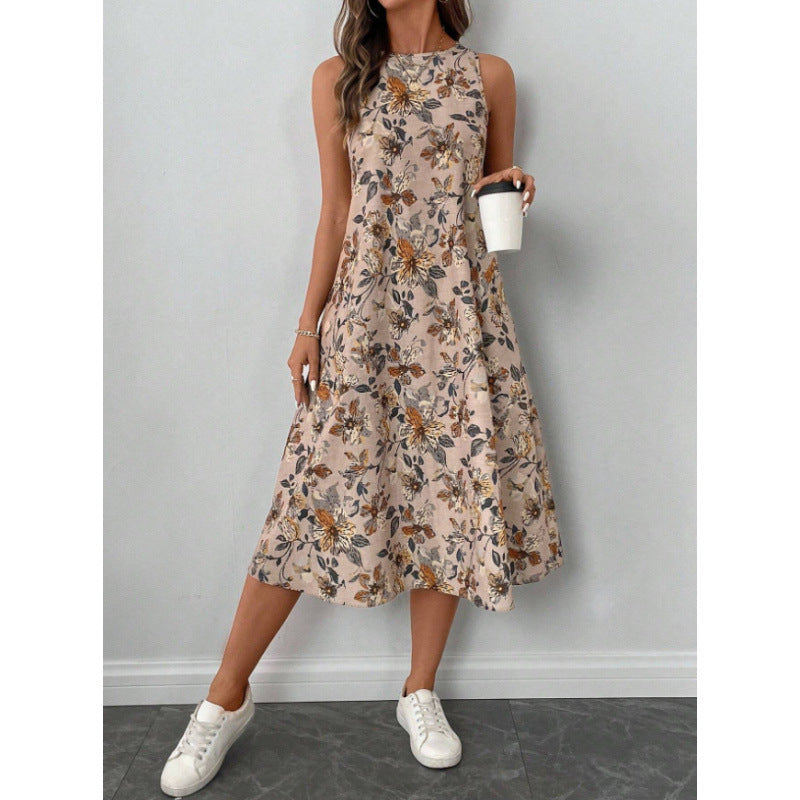 Robe d'été midi florale pour femmes Chic und Stil