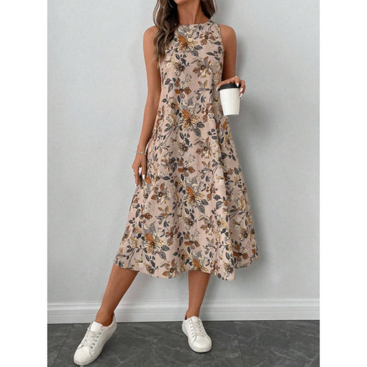 Robe d'été midi florale pour femmes Chic und Stil