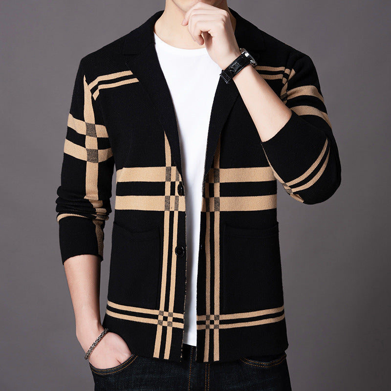Blazer en tricot élégant pour hommes avec un motif à carreaux moderne Chic und Stil