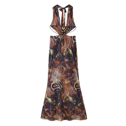 Robe maxi pour femmes avec une élégante découpe dans le dos et un motif excitant Chic und Stil