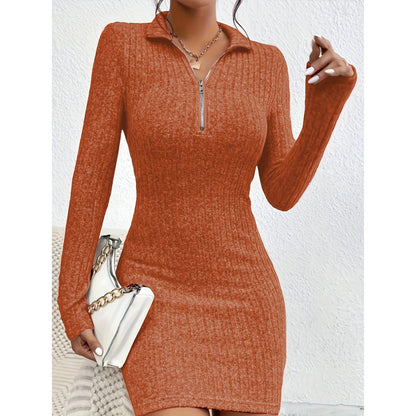 Robe en tricot de haute qualité pour femmes avec fermeture éclair et manches longues Chic und Stil