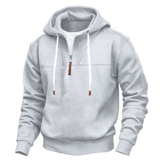 Hommes pull à capuche tendance avec col montant et fermeture éclair Chic und Stil