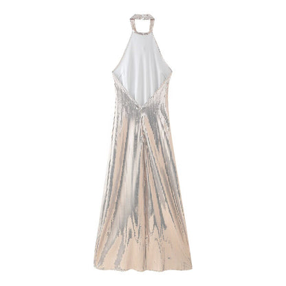 Robe de soirée pour dames avec un design en sequins scintillants et un élégant col halter Chic und Stil