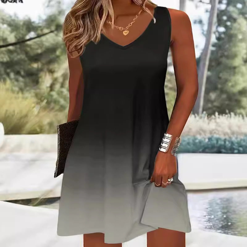 Robe A-ligne à décolleté en V Chic und Stil pour femmes Freizeit