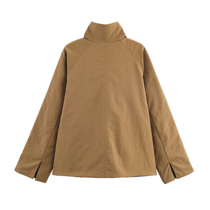 Dames élégante veste de transition avec des boutons décoratifs et un col montant moderne Chic und Stil