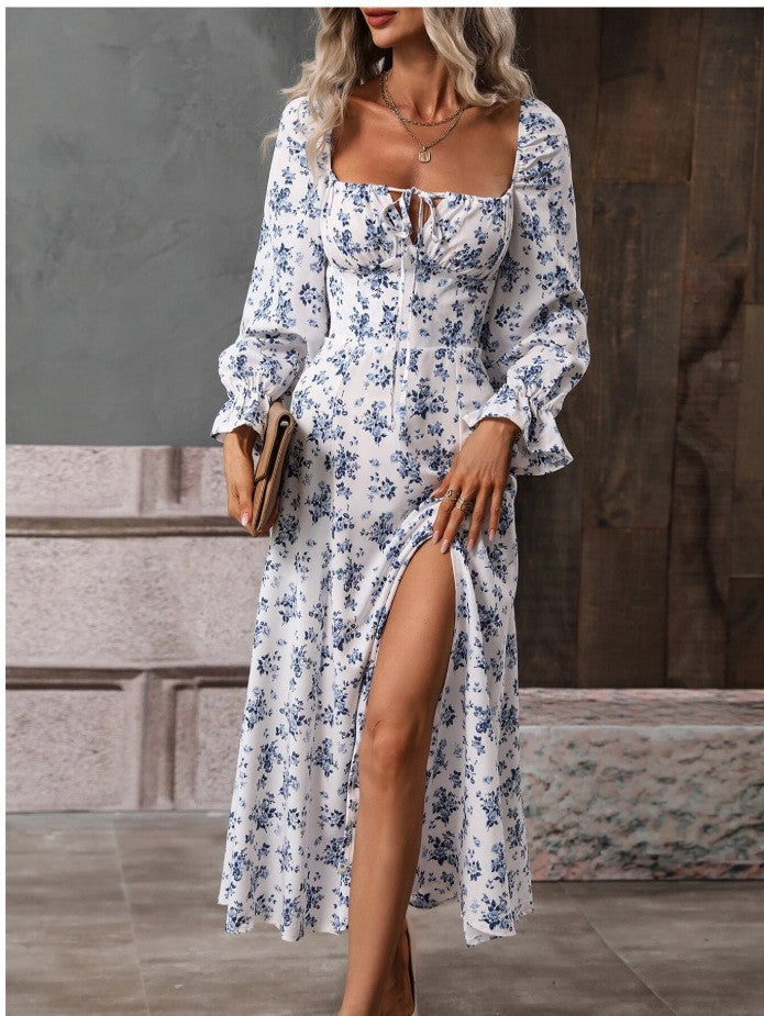 Robe maxi femme avec fente profonde et design floral Chic und Stil