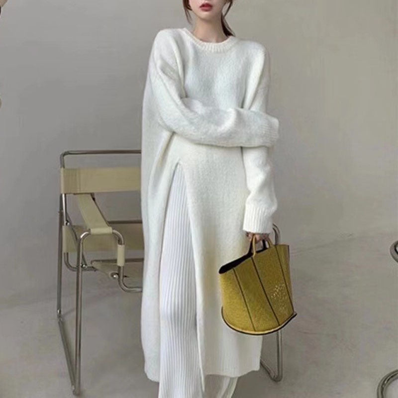 Robe en tricot élégante pour femmes avec fente latérale et coupe généreuse Chic und Stil