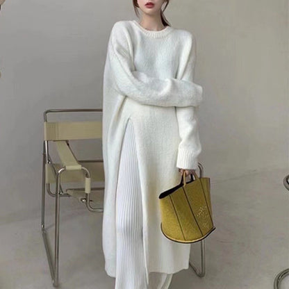 Robe en tricot élégante pour femmes avec fente latérale et coupe généreuse Chic und Stil