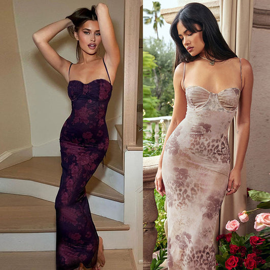 Robe maxi bodycon en dentelle florale pour femme Chic und Stil